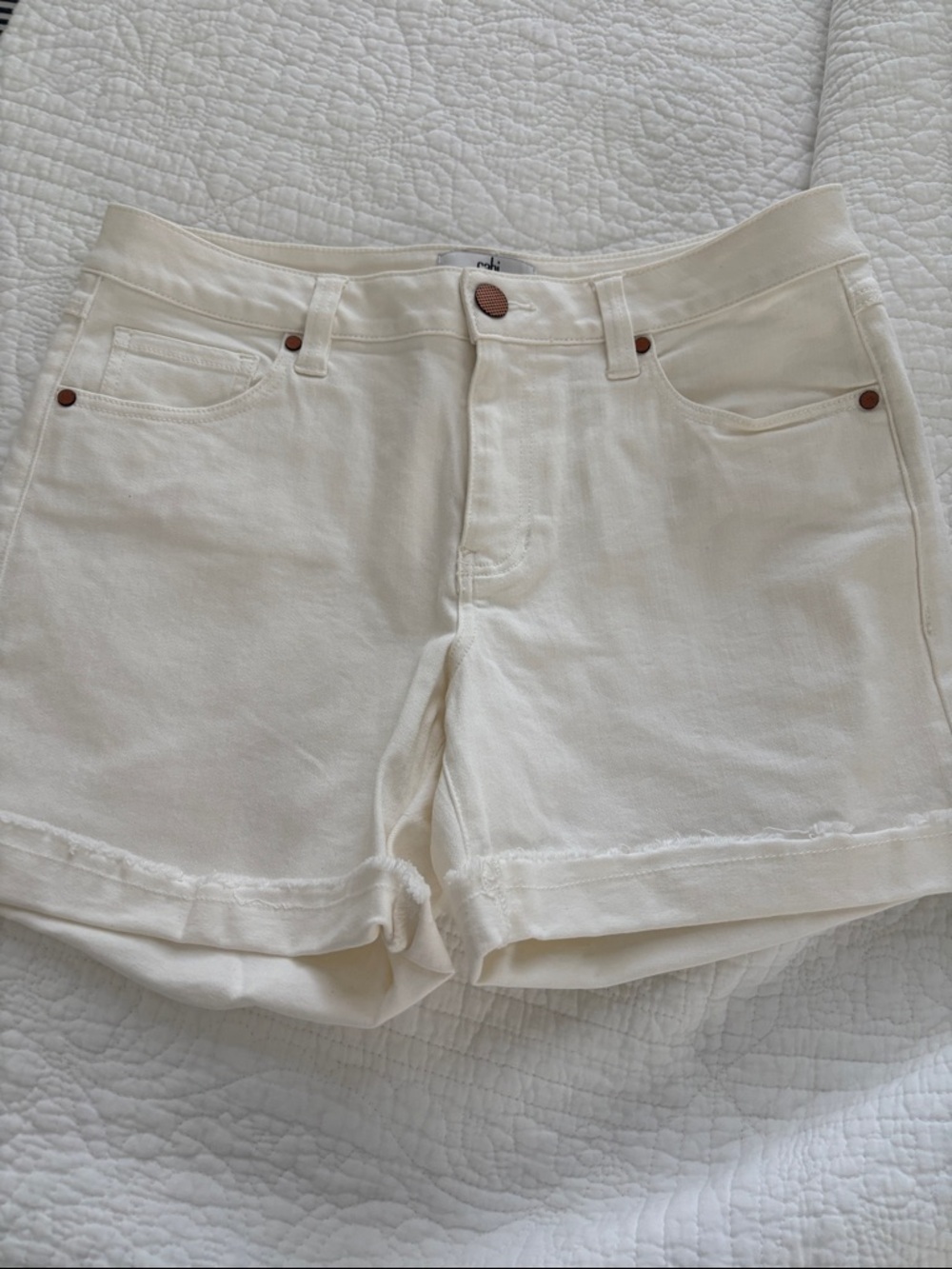CAbi Cream Denim Cutoff Shorts style 5985